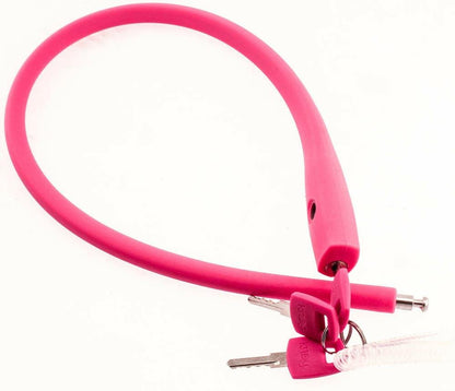 KNOG PARTY FRANK 620mm Cable Bike Lock With Bracket Rose Pink Keyed Steel NEW - Random Bike Parts