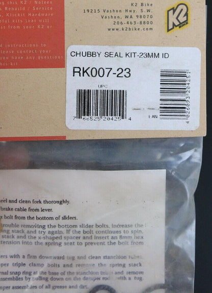 K2 NOLEEN RK007-23 Chubby Lt Seal Kit-23MM Rebuild Kit - Random Bike Parts