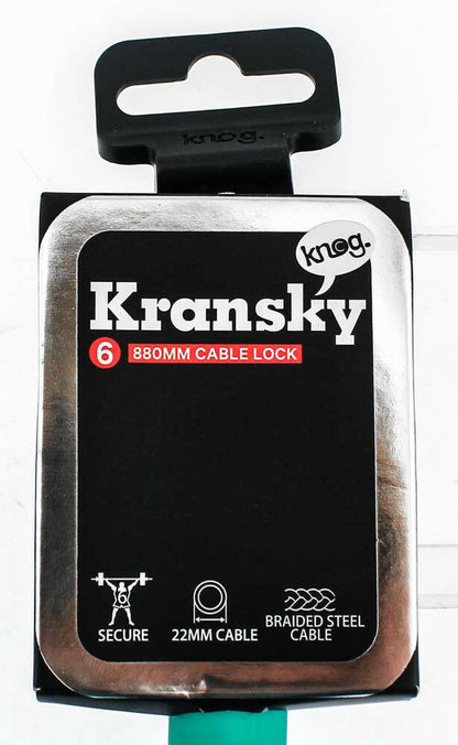 Knog Kransky 880mm Cable Bike Lock With Bracket Turquoise Silicone Steel New - Random Bike Parts