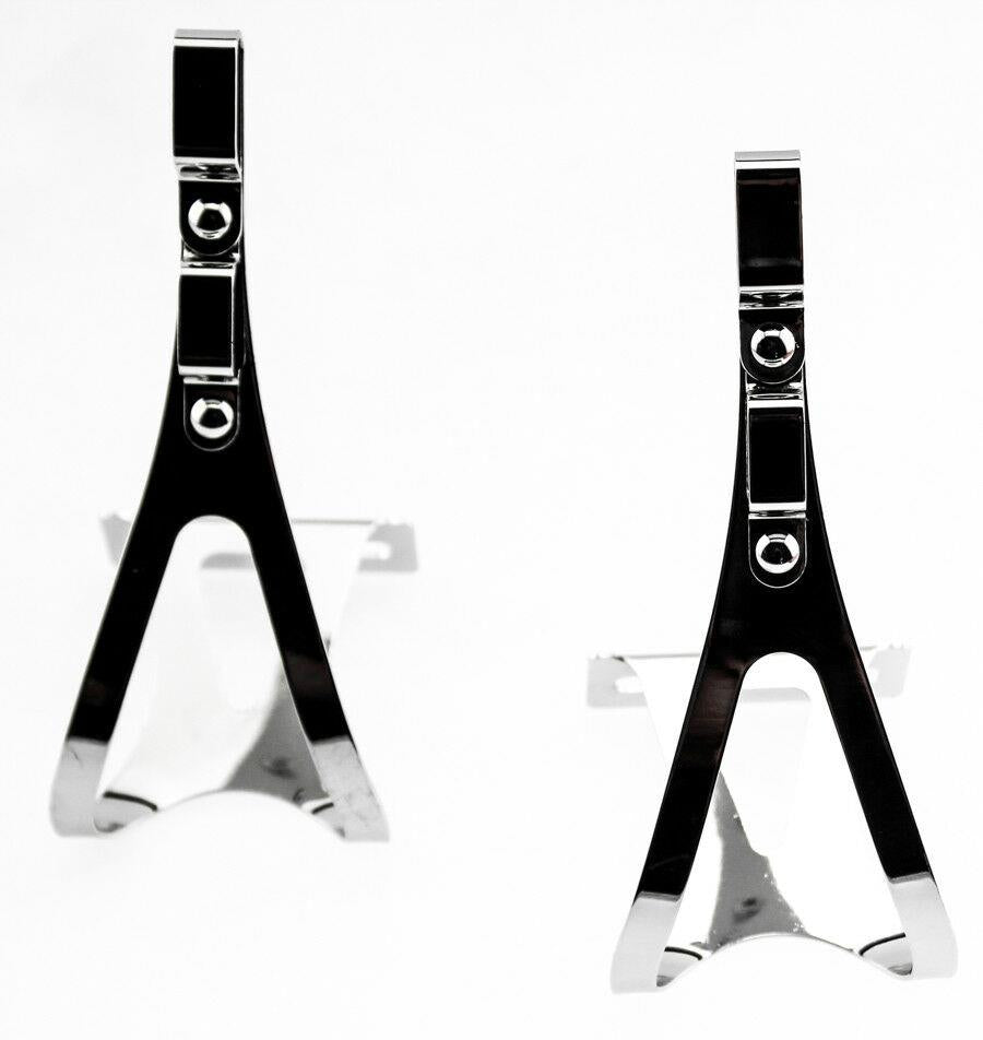 AVENIR 2X FIXIE STEEL TOE CLIPS MD Bike Pedals Strapless Double Strap Silver NEW - Random Bike Parts
