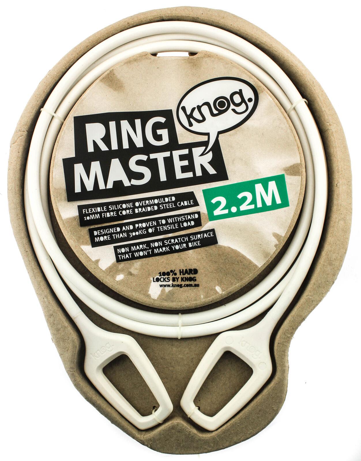 Knog Ring Master 2.2M Bike Cable Bike Silicone Over-Moulded White 10mm Steel NEW - Random Bike Parts