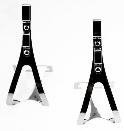 AVENIR 2X FIXIE STEEL TOE CLIPS LG Bike Pedals Strapless Double Strap Silver NEW