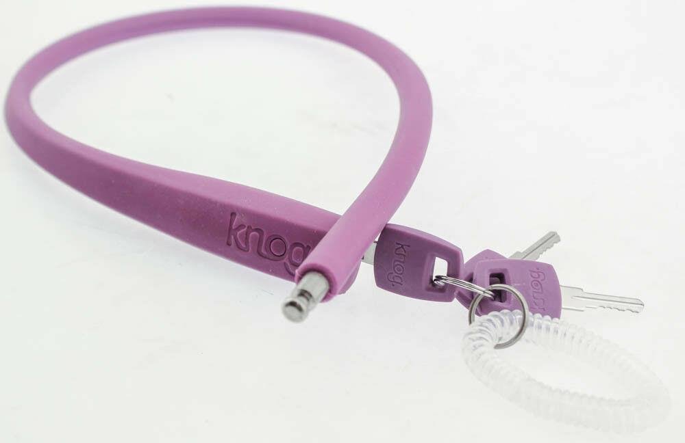 KNOG PARTY FRANK 620mm Cable Bike Lock With Bracket Grape Purple Keyed Steel NEW - Random Bike Parts