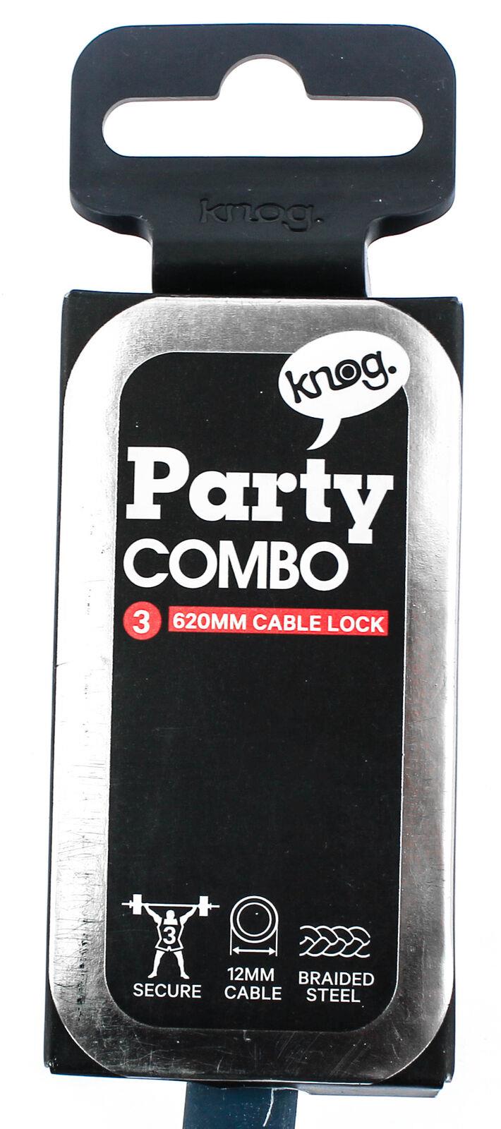 Knog Party Combo 620mm Cable Combination Bike Lock Braided Steel Indigo New - Random Bike Parts