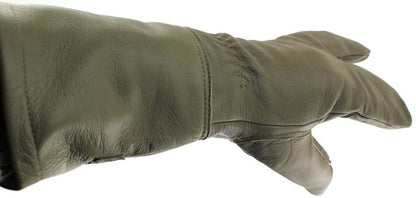 German Military Cycle Leather Gloves 2 - Finger Germany Med M Drab Olive USED - Random Bike Parts
