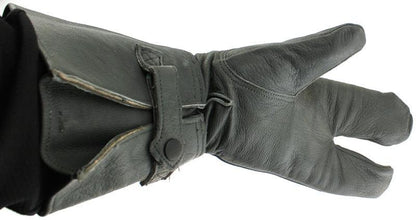 German Military Cycle Leather Gloves 2 - Finger Germany Medium Med M Gauntlet - Random Bike Parts
