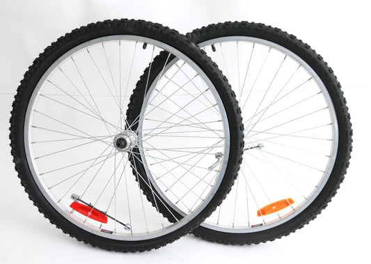 26" Alex Xrims MTB Bike Wheelset Freewheel Rim Brake + Tires QR NEW - Random Bike Parts