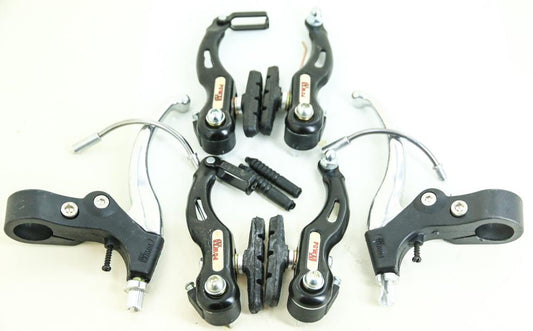 Power V Brake Linear Pull Brakeset + Levers Black MTB Hybrid Bike F  + R NEW