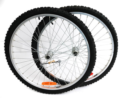 26" Aluminum Wheelset QR Freewheel Compatible + Tires MTB Bike NTO New - Random Bike Parts