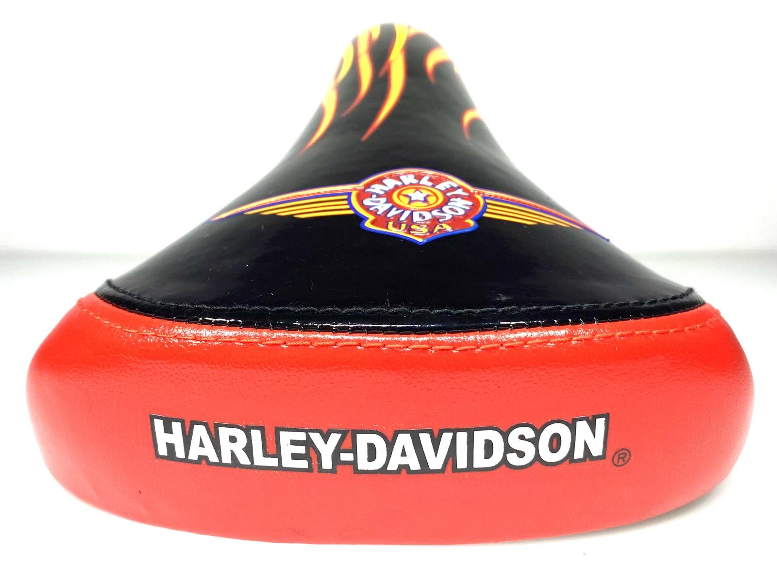 Harley-Davidson Cionlli Black/Red Flame Kids Bike Saddle Seat With Mount New - Random Bike Parts