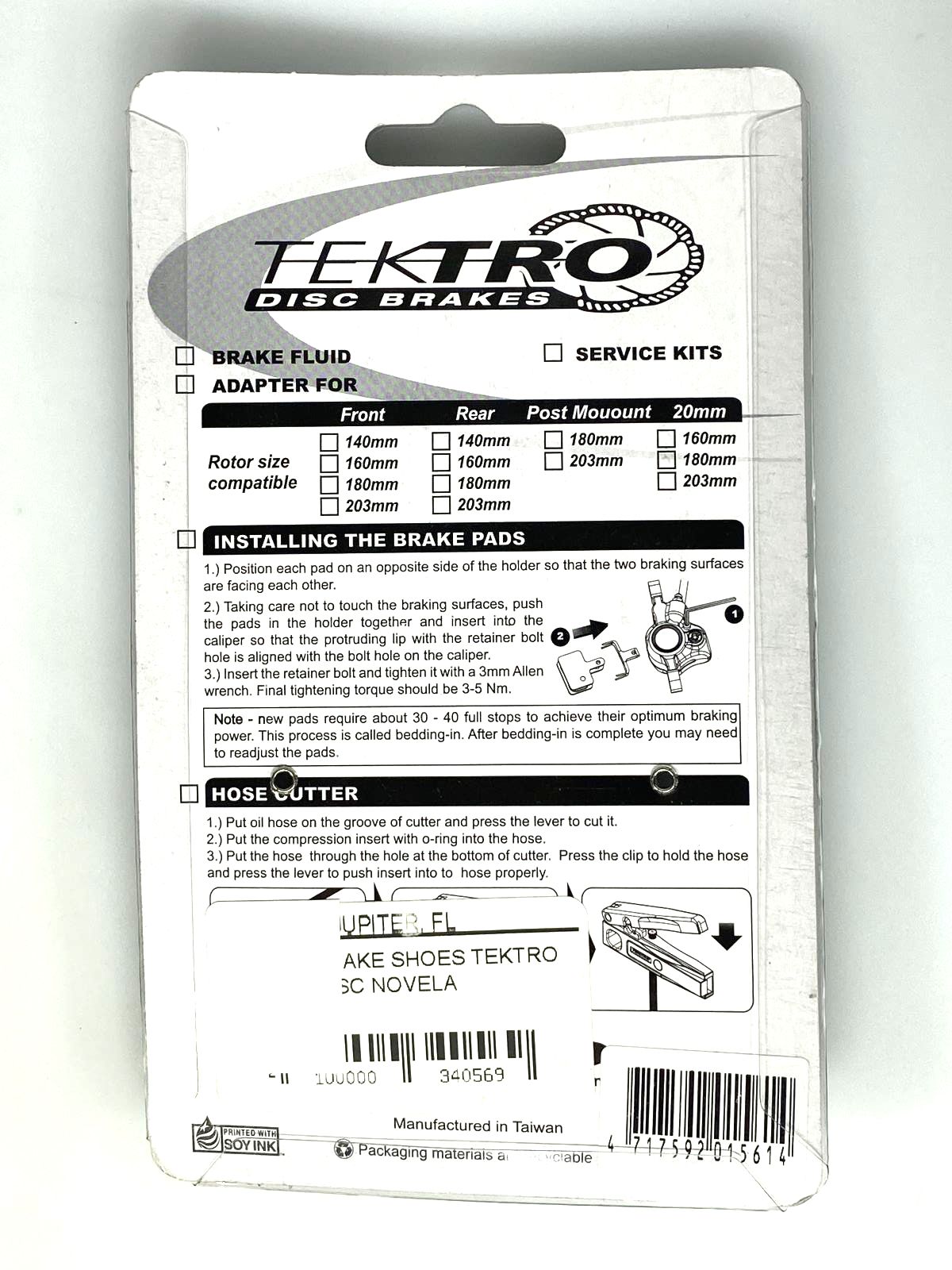 Tektro 3L320 IOX and Novela Semi-Metallic Disk Brake Pads New