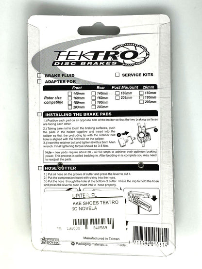 Tektro 3L320 IOX and Novela Semi-Metallic Disk Brake Pads New