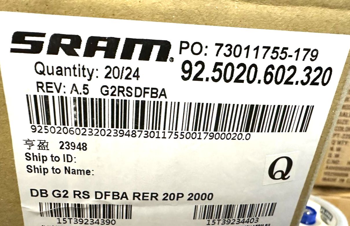 SRAM G2 RS Mountain Bike Hydraulic Disc Brake Front & Rear Set Quad Piston 4 New