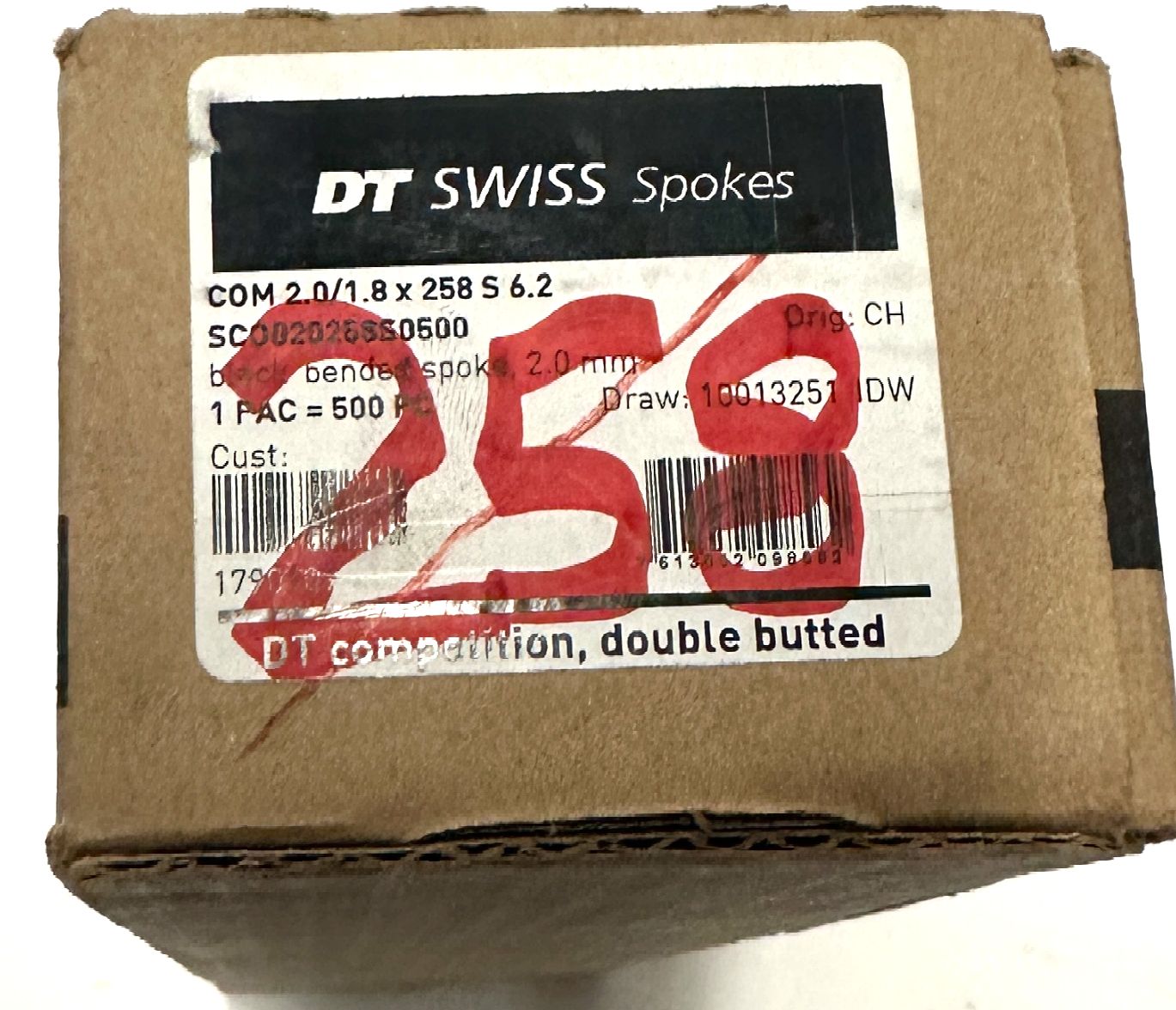 DT SWISS COMPETITION Spokes Black J-bend 2.0/1.8mm 14/15/14 DB 258mm 20/Count - Random Bike Parts