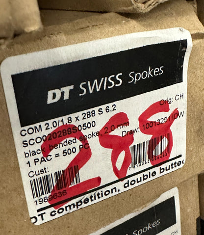 DT SWISS COMPETITION Spokes Black J-bend 2.0/1.8mm 14/15/14 DB 288mm 20/Count