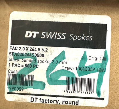 DT SWISS Champion Round Black Spokes Black J-bend 2.0 mm 264mm 20/Count