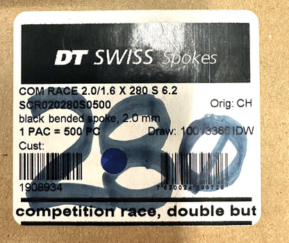 DT SWISS COMPETITION RACE Spokes Black J-bend 2.0/1.6/2.0mm DB 280mm 20/Count