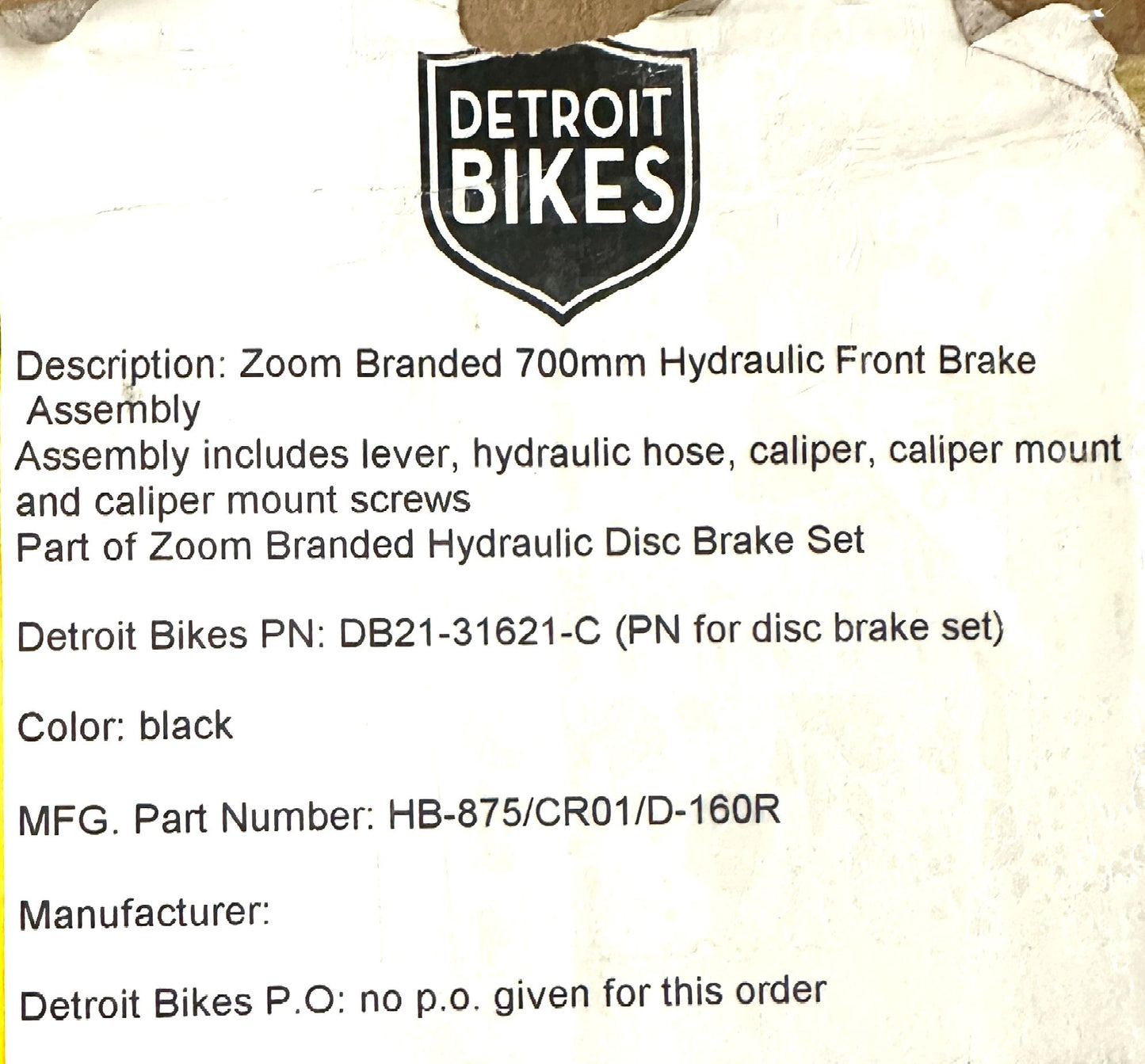 ZOOM HB-875 Bicycle Hydraulic Disc Brake Bike Front/Rear 700mm 1350mm IS/PM New