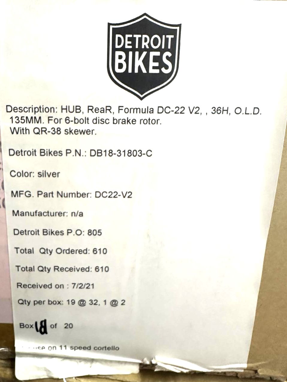 Formula  Alloy Front + Rear Set 6 Bolt Disc 100mm 135mm 36 Hole QR  HG 10 spd