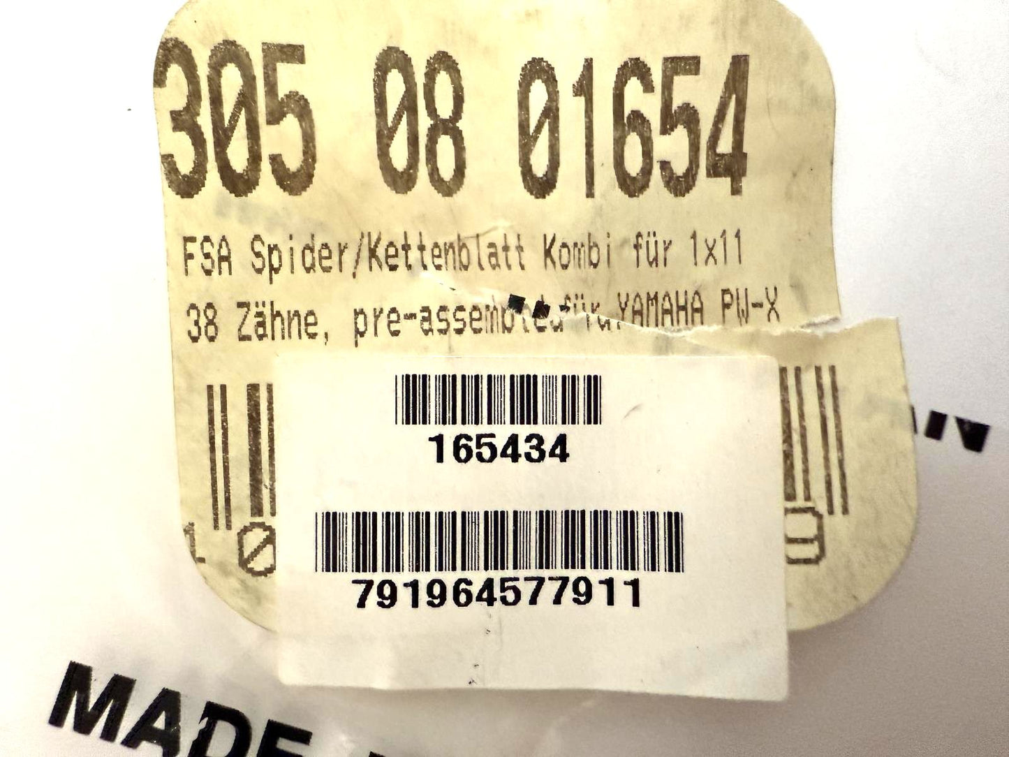 FSA E Bike Chainring 104 BCD 38t for PW-X includes spider fits Yamaha W0017