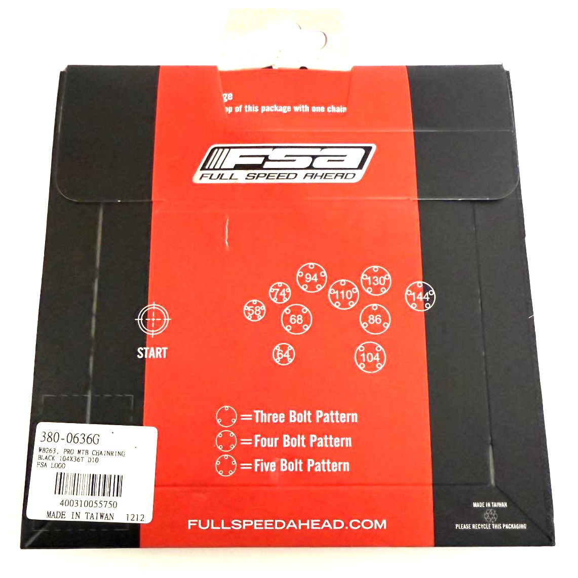 FSA Afterburner 104 BCD 104BCD 36 tooth Alloy MTB Chainring WA263 380-0636G NEW