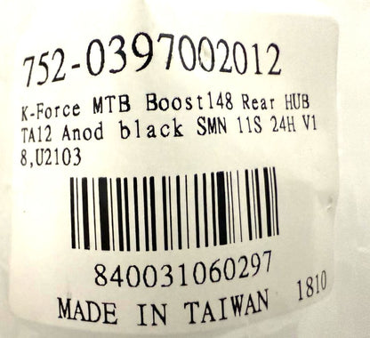 FSA K-FORCE 24 hole 148mm x 12mm 6 Bolt Disc Rear Hub Black Boost Hub HG 11s MTB