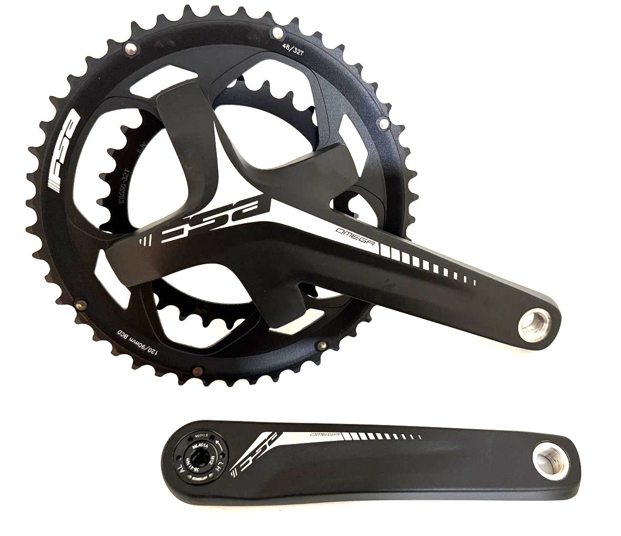 Crankset Omega ADVENTURE Alloy Double Bike Crankset 48/32 172.5mm Black MegaExo