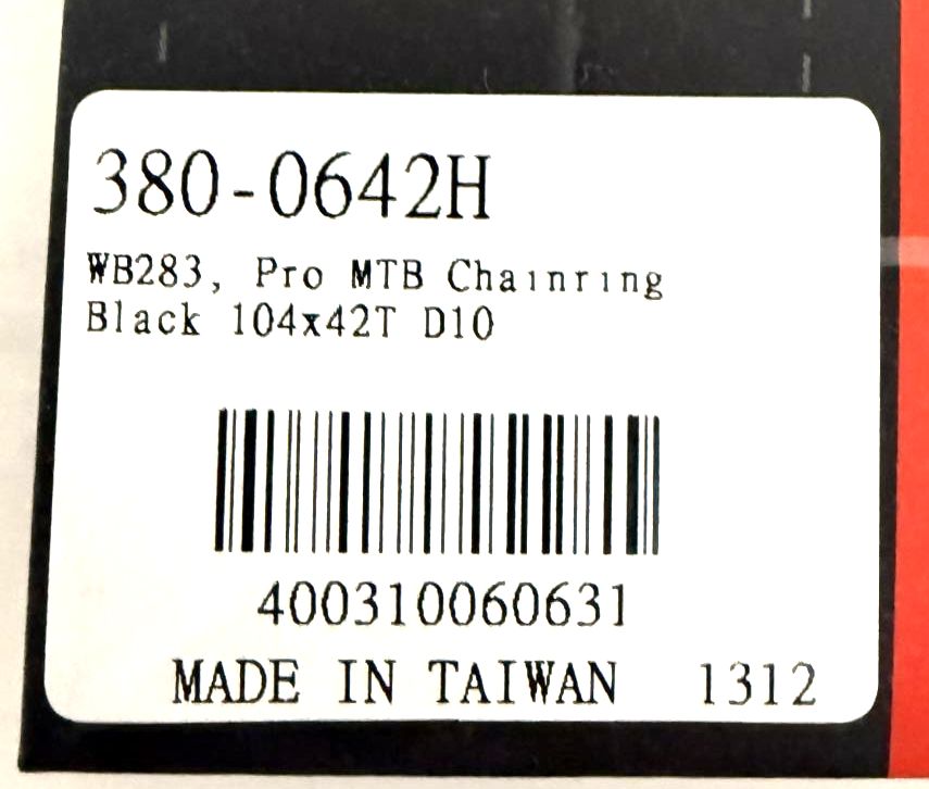 FSA Pro 104 BCD 104BCD 42 tooth Alloy MTB Chainring Black WB283 380-0642H NEW