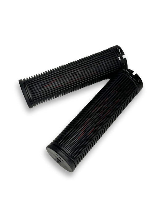Lock-On Bike Grips 120mm Ribbed Rubber MTB Handlebar Single Clamp