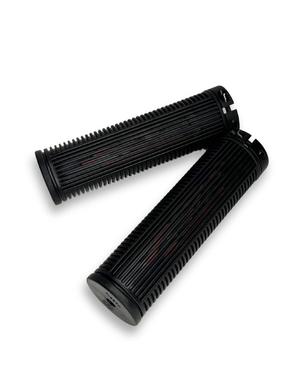 Lot of 3 Lock-On Bike Grips 120mm Ribbed Rubber MTB Handlebar Single Clamp