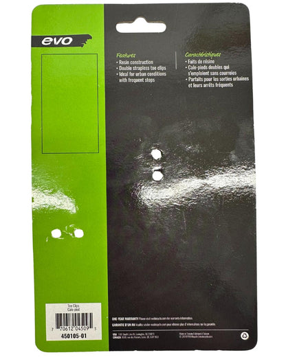 EVO Strapless Double Toe Clips – Black Resin Toe Clips (Pair)