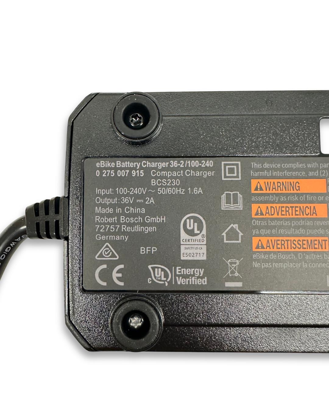 Bosch Compact Charger 2A 36V eBike Battery Charger BCS230