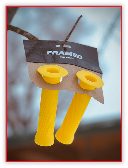 Lot of 3 Framed M-Wave BMX Rubber Bike 130mm Slide On Grips Yellow New
