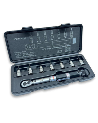 3T Adjustable 1/4” Torque Wrench Set — 3-15Nm, Hex & Torx Bits