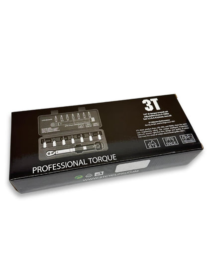 1/4 inch adjustable torque wrench set 3-15 Nm with hex bits 2-6 mm and Torx T25, bike tool kit