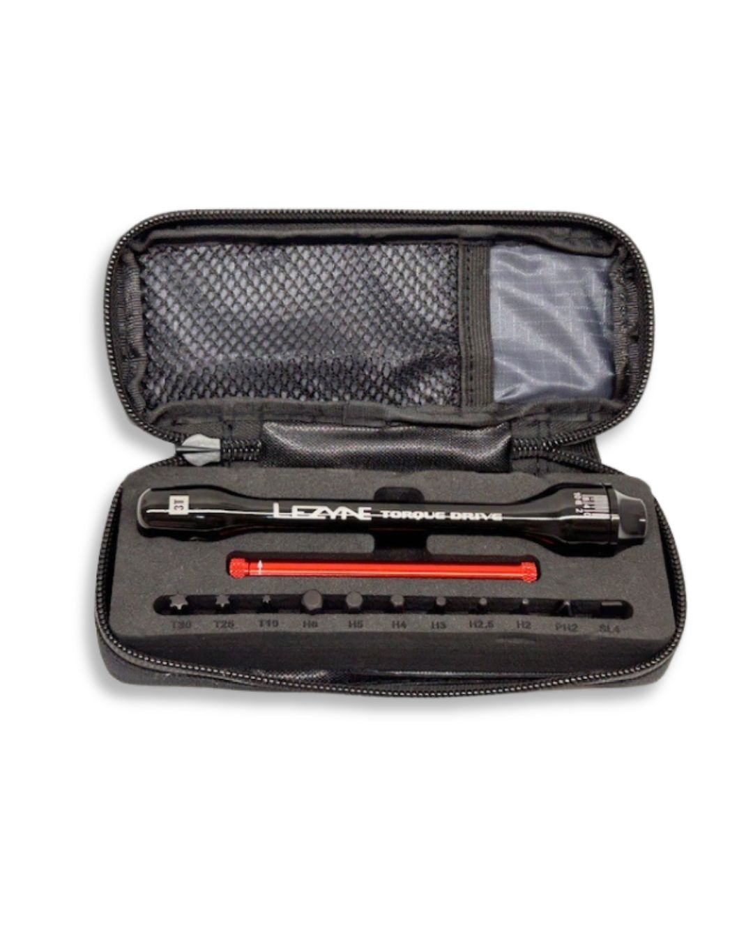 Bicycle torque wrench pocket tool kit with 11 bits and carrying case