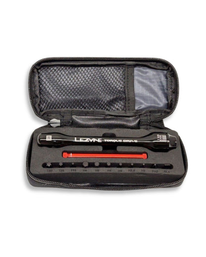 Bicycle torque wrench pocket tool kit with 11 bits and carrying case