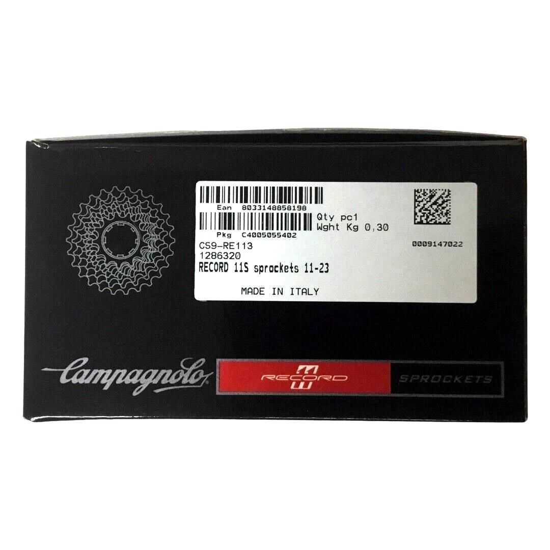 Campagnolo Record 11-speed cassette 11-23T titanium/steel UD, new in box, road bike drivetrain upgrade.