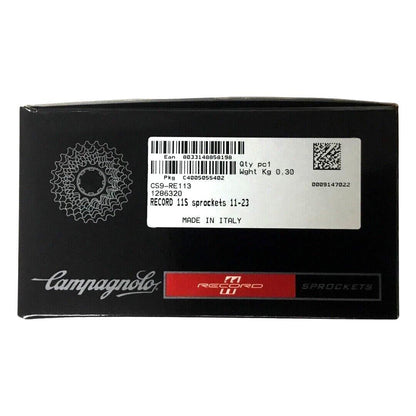 Campagnolo Record 11-speed cassette 11-23T titanium/steel UD, new in box, road bike drivetrain upgrade.