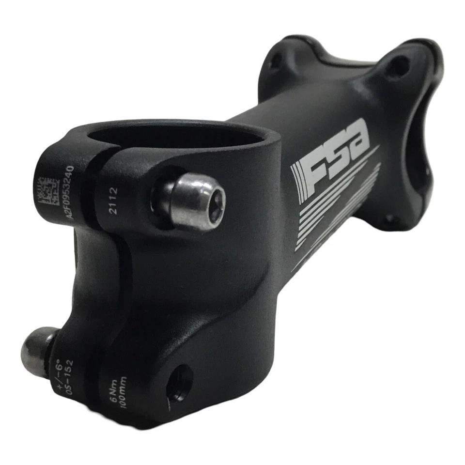 Black alloy bike stem 100mm 31.8mm clamp 6 degree with carbon faceplate