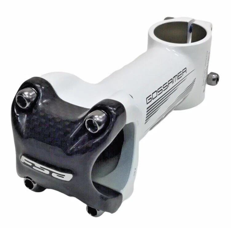 White alloy bike stem 100mm 31.8mm clamp 6 degree with carbon faceplate lightweight