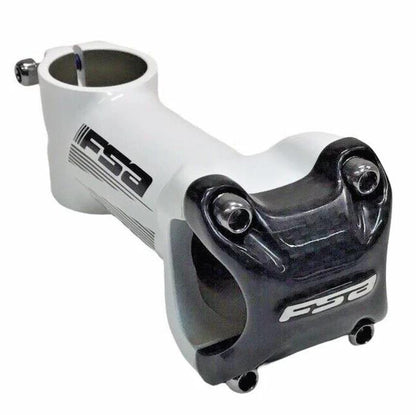 White alloy bike stem 100mm 31.8mm clamp 6 degree with carbon faceplate lightweight