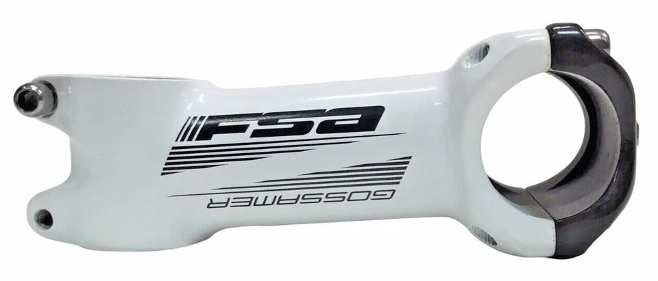 White alloy bike stem 100mm 31.8mm clamp 6 degree with carbon faceplate lightweight