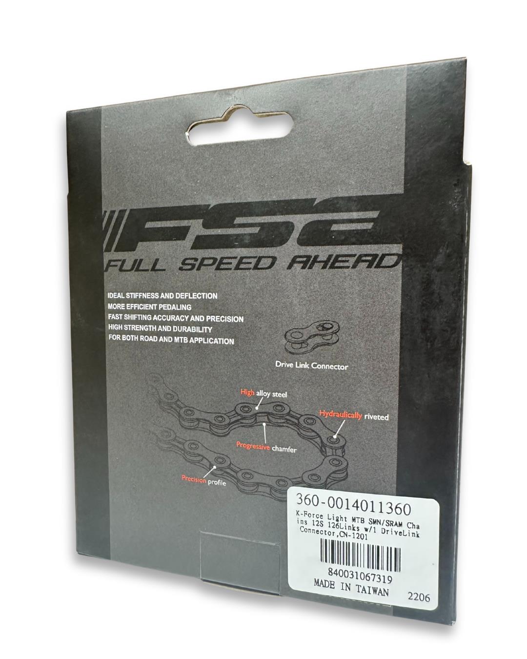 2-pack FSA K-Force Light 12-speed MTB chains, 126 links each, 5.25 mm width  