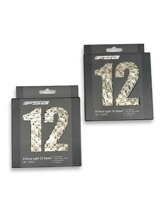 2-pack FSA K-Force Light 12-speed MTB chains, 116 links each, with DriveLink connector