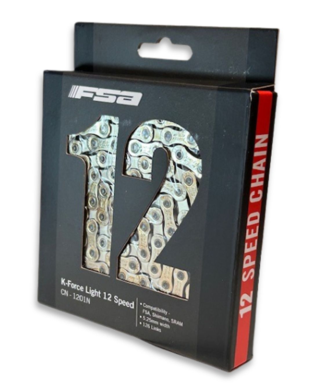 FSA K-Force Light CN-1201N 12-speed mountain bike chain with 116 links and DriveLink connector in retail box