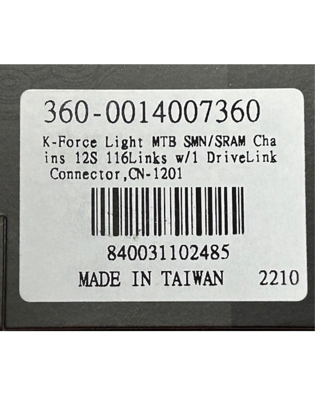 FSA K-Force Light CN-1201N 12-speed mountain bike chain with 116 links and DriveLink connector in retail box