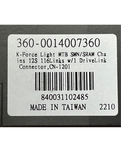 FSA K-Force Light CN-1201N 12-speed mountain bike chain with 116 links and DriveLink connector in retail box