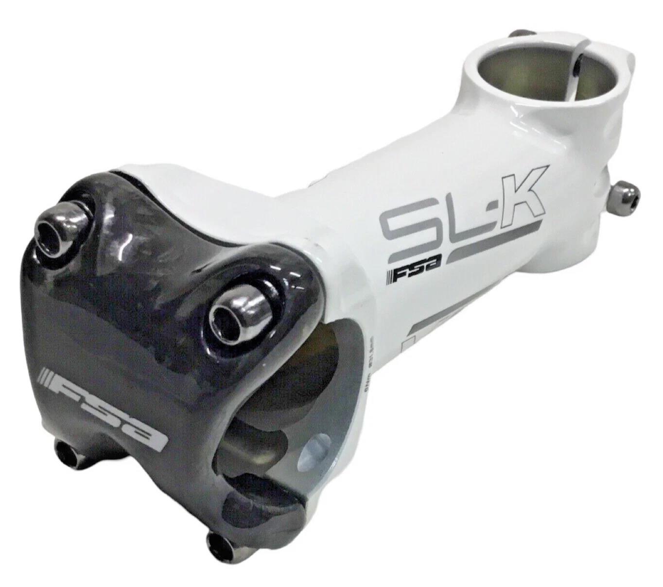White alloy bike stem 110mm 31.8mm clamp 6 degree with carbon faceplate