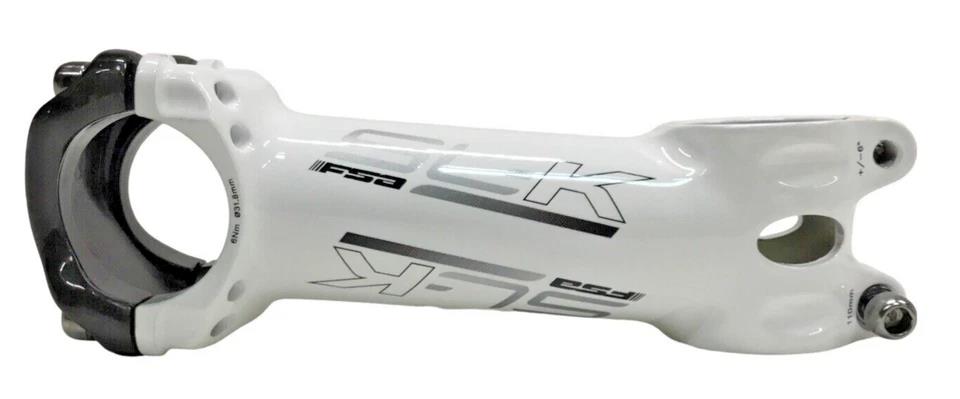 White alloy bike stem 110mm 31.8mm clamp 6 degree with carbon faceplate